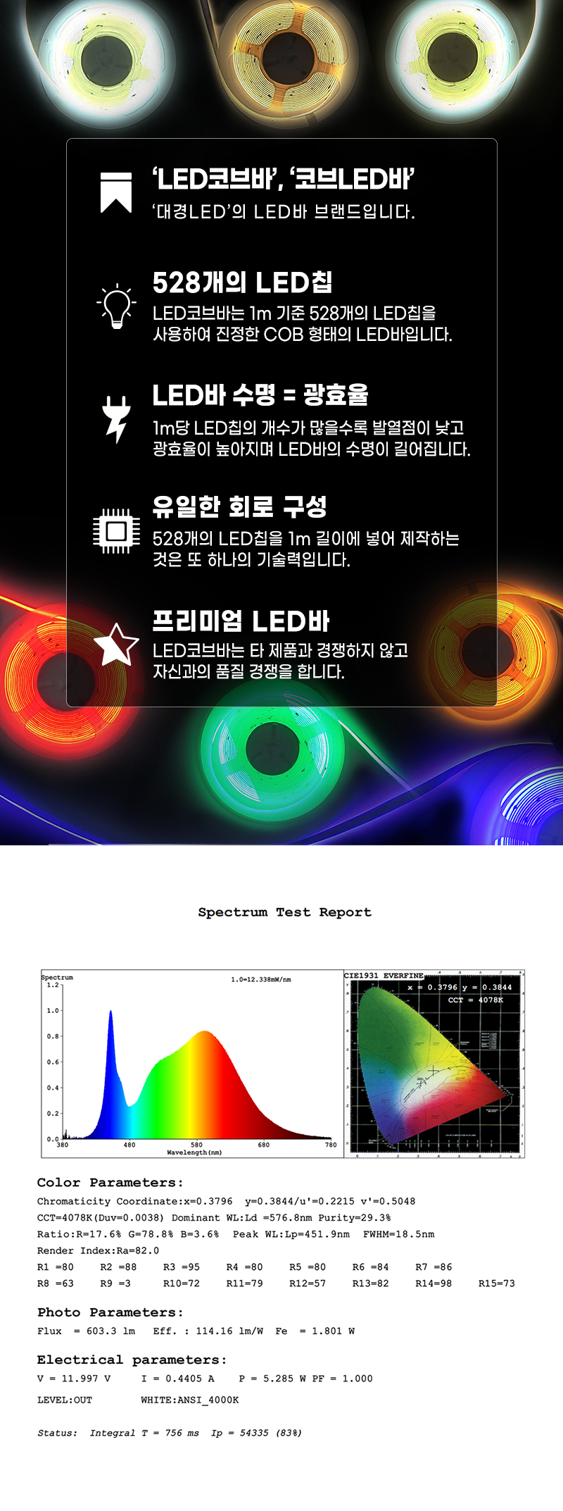 코브led바 스펙